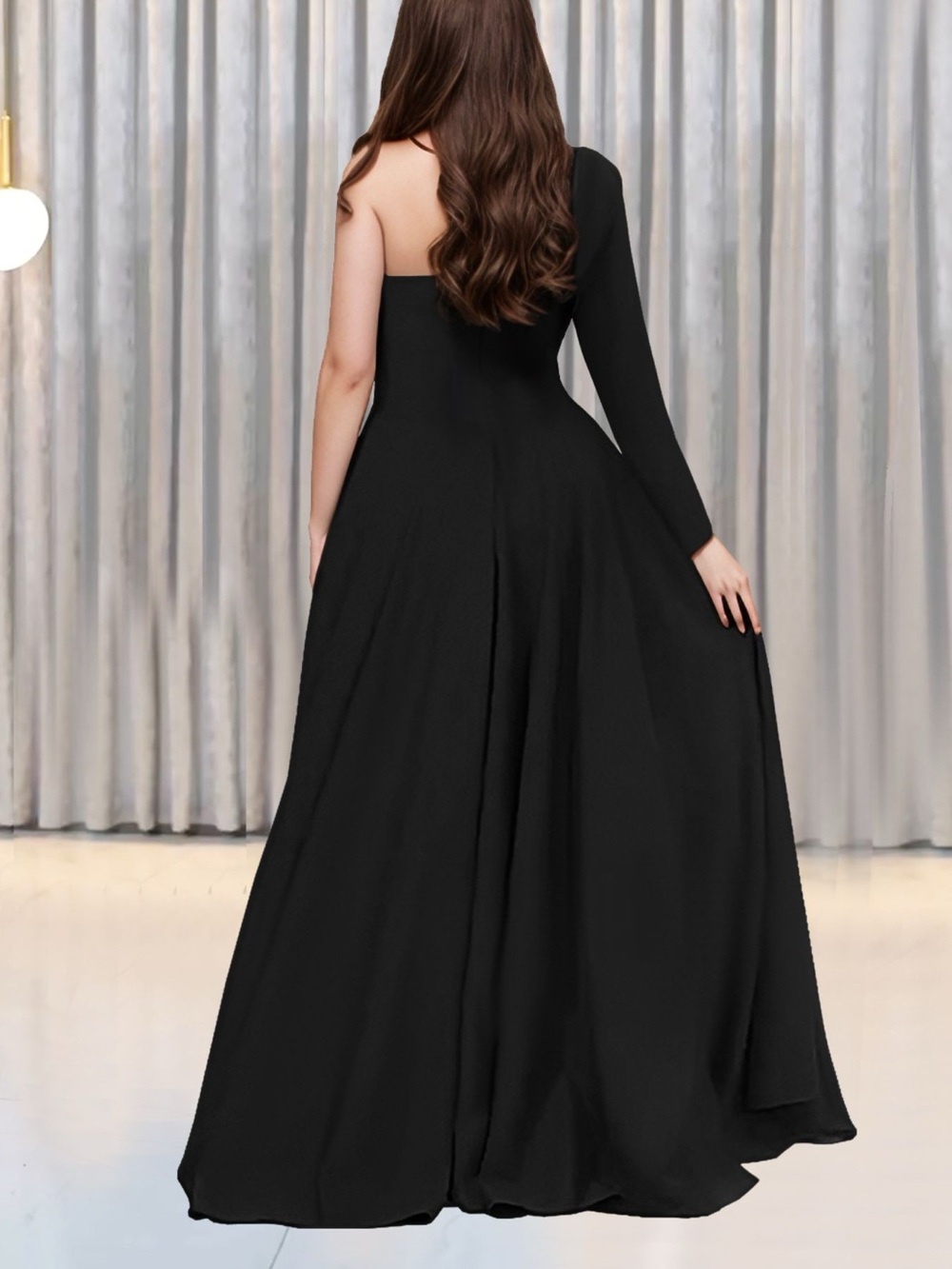 Slit Rhinestone One Shoulder Maxi Dress - Picture 2 of 7